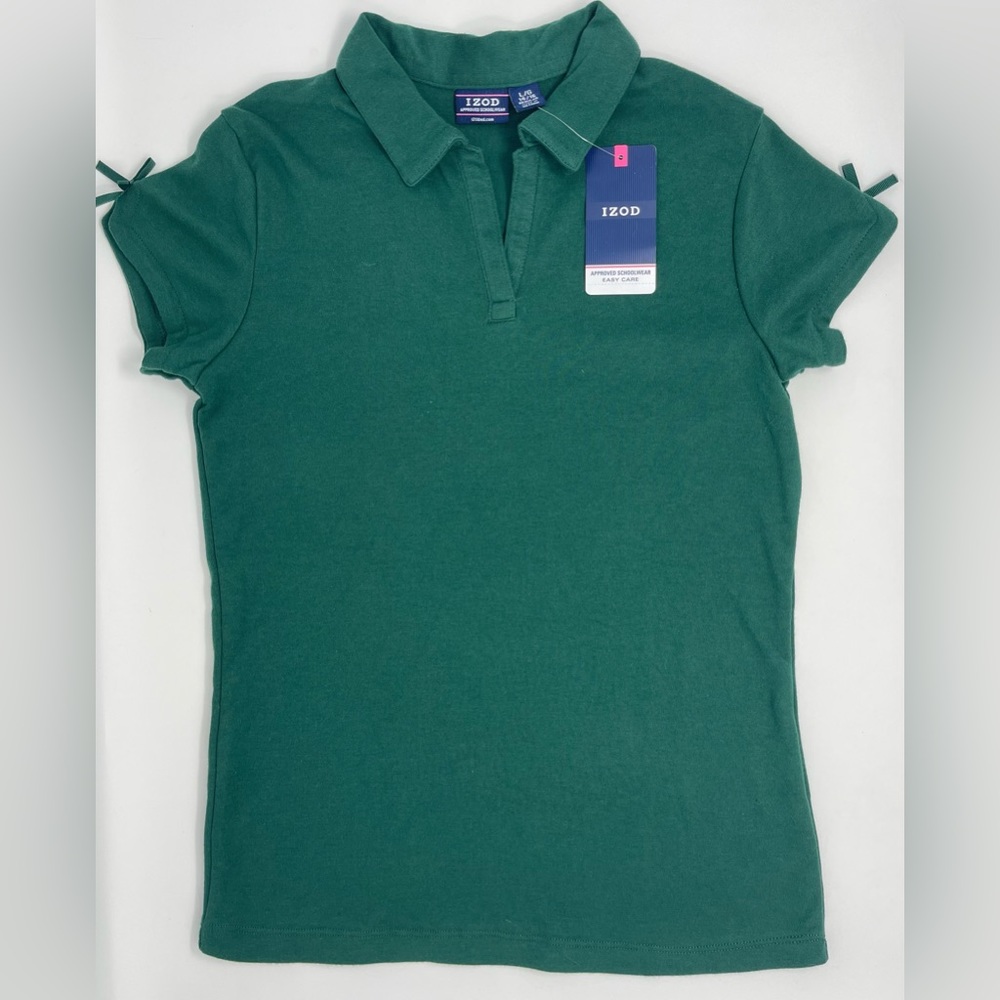 IZOD: Polo Shirt: Green, Short-Sleeve, Collared; Size L (14/16). NEW
